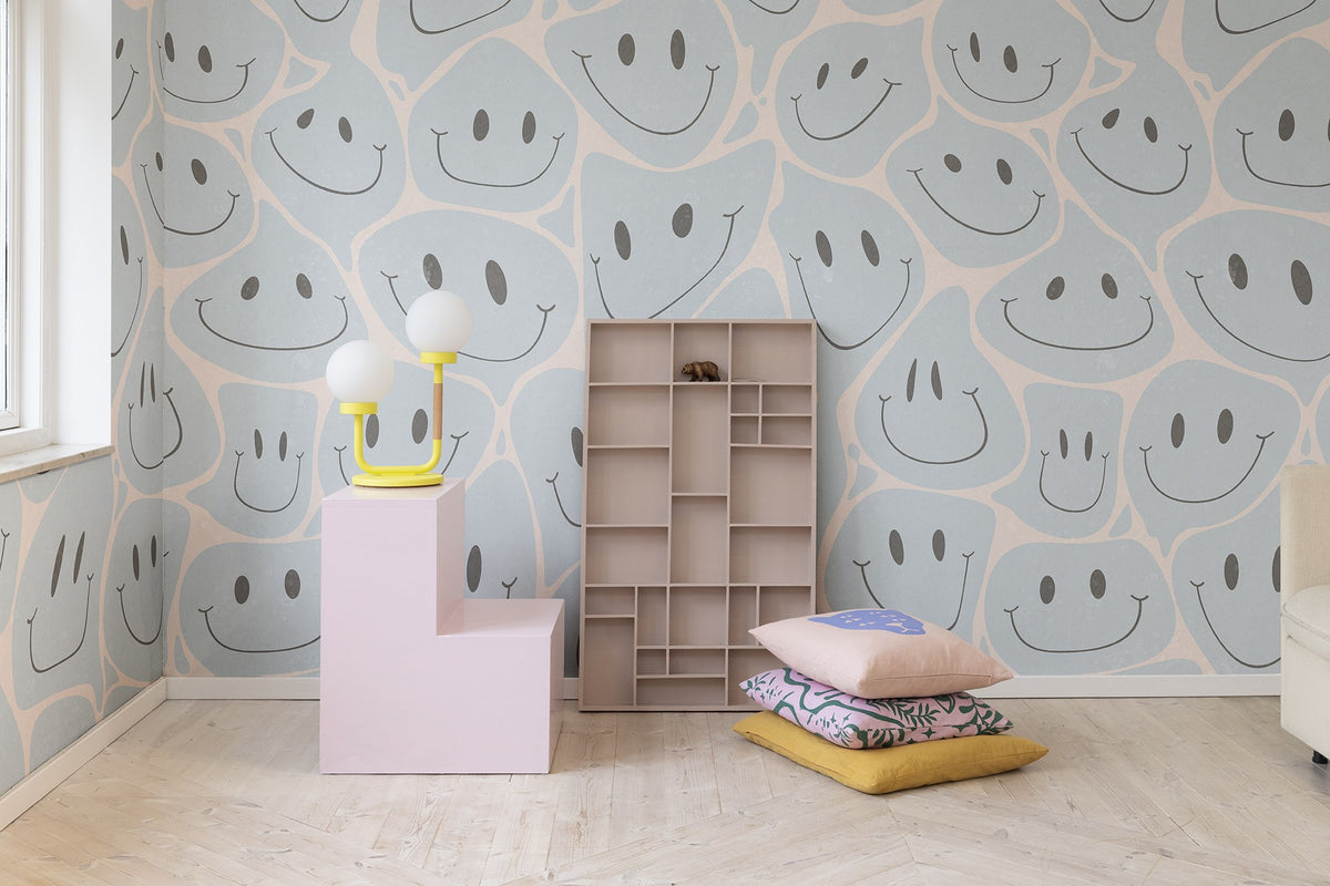 R19377 Happy Rebel Lightblue Pops Mural by Rebel Walls