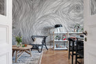R19382 Serenity Graphite Pops Mural by Rebel Walls