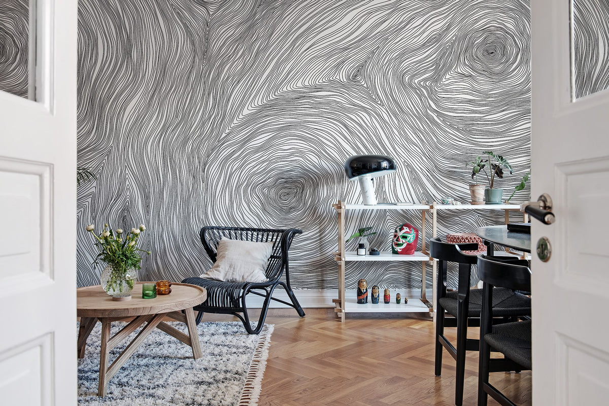 R19382 Serenity Graphite Pops Mural by Rebel Walls