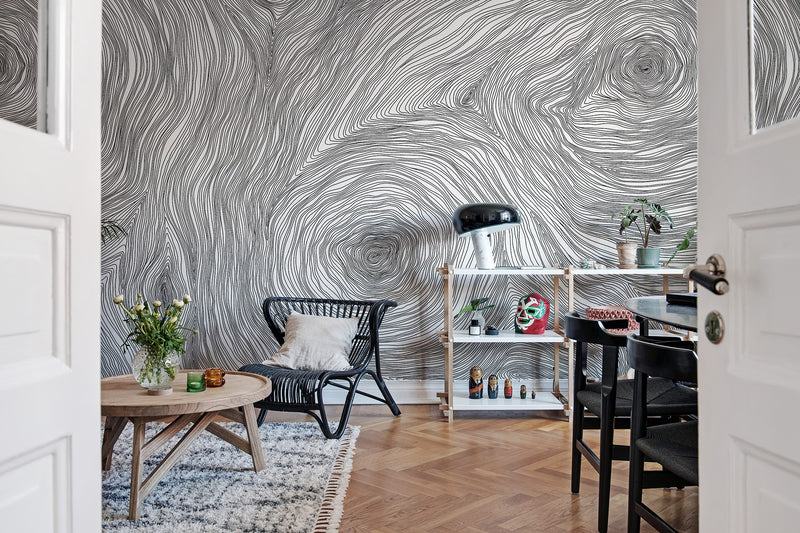R19382 Serenity Graphite Pops Mural by Rebel Walls