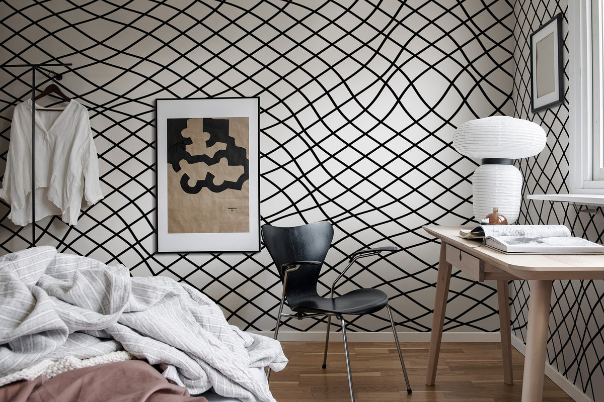 R19389 Net Graphite Pops Mural by Rebel Walls