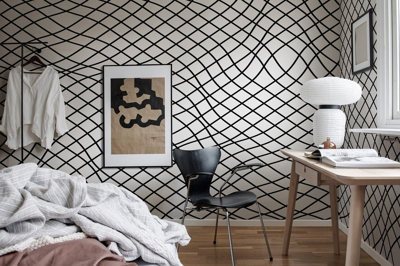 R19389 Net Graphite Pops Mural by Rebel Walls