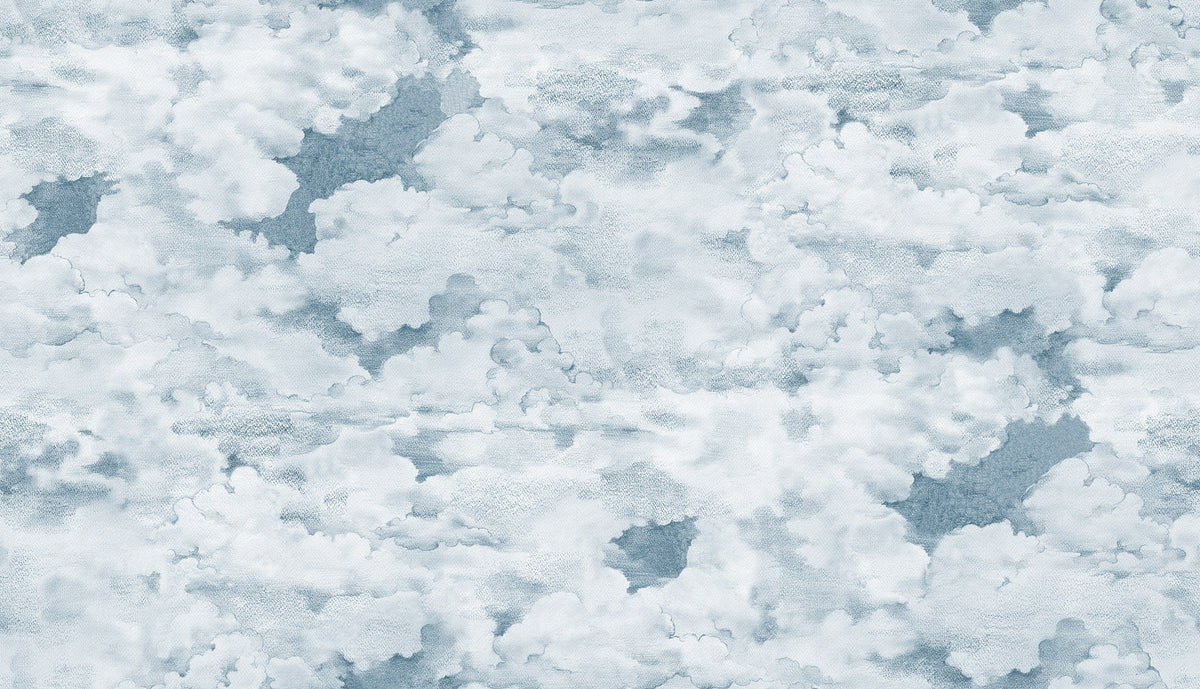 Chubby Clouds Soft Blue Pops Mural by Rebel Walls