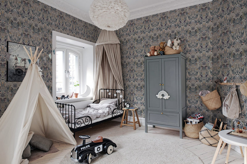 R19394 The Swedish Forest Mini Blue Pops Mural by Rebel Walls