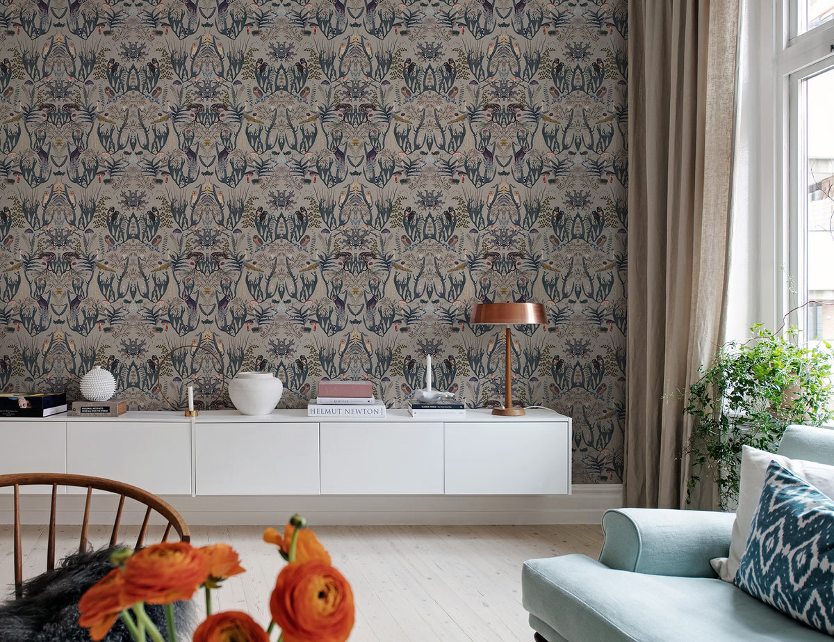 R19394 The Swedish Forest Mini Blue Pops Mural by Rebel Walls