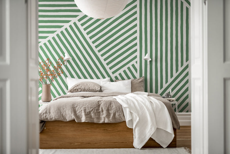 R19410 Different Directions Green Maximalism Mural by Rebel Walls