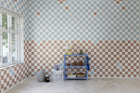 R19413 Pixels Orange & Blue Maximalism Mural by Rebel Walls