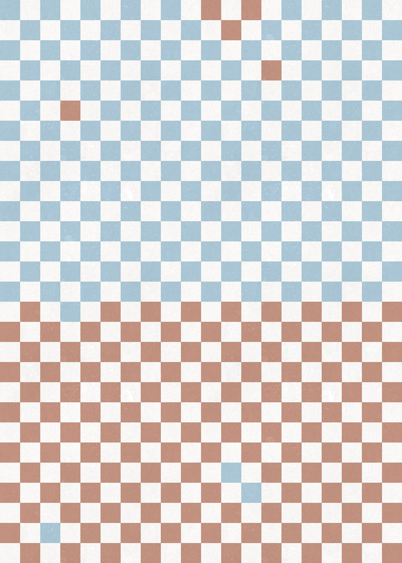 R19413 Pixels Orange & Blue Maximalism Mural by Rebel Walls