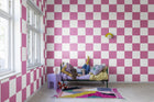 R19414 Chess Pink Maximalism Mural by Rebel Walls