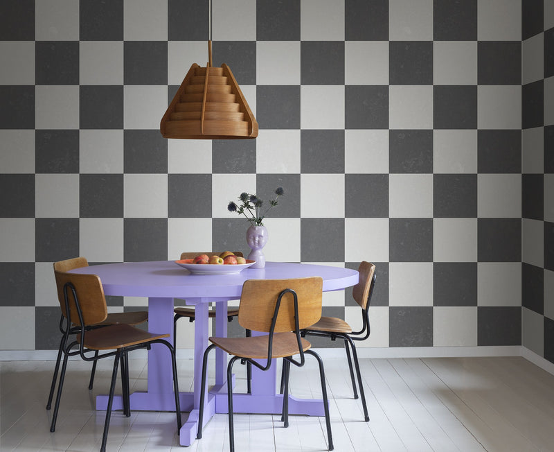 R19415 Chess Black & White Maximalism Mural by Rebel Walls