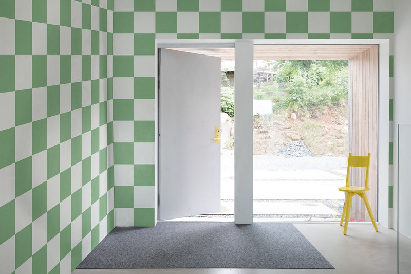 R19416 Chess Green Maximalism Mural by Rebel Walls