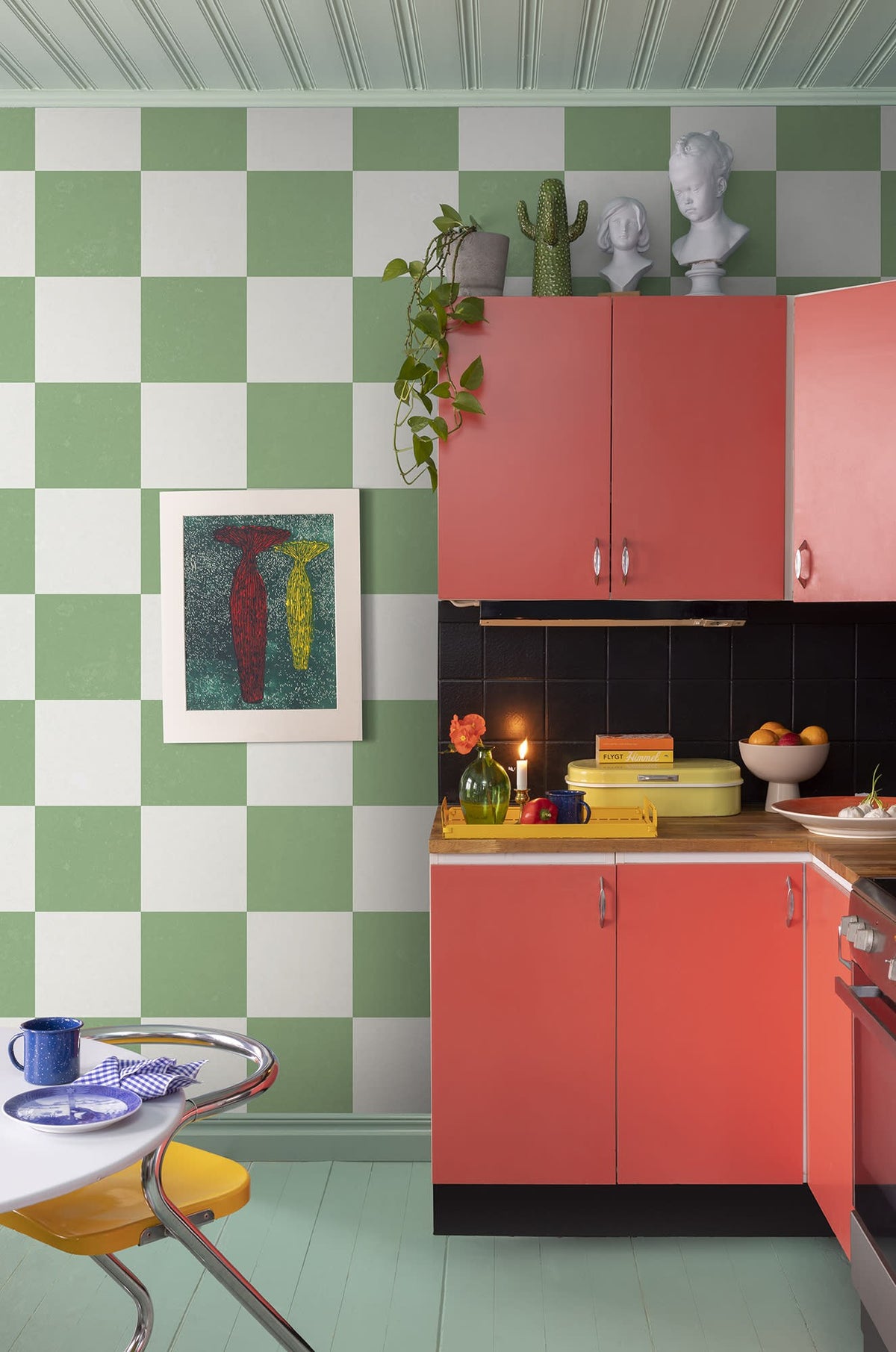 R19416 Chess Green Maximalism Mural by Rebel Walls
