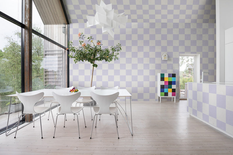 R19417 Chess Lilac Maximalism Mural by Rebel Walls