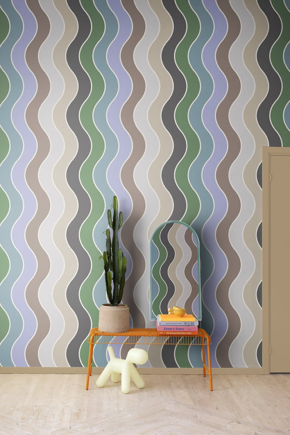 R19420 Seventies Waves Rainbow Maximalism Mural by Rebel Walls