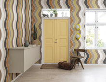 R19421 Seventies Waves Orange Maximalism Mural by Rebel Walls