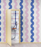 R19422 Wobbly Blue & Pink Maximalism Mural by Rebel Walls