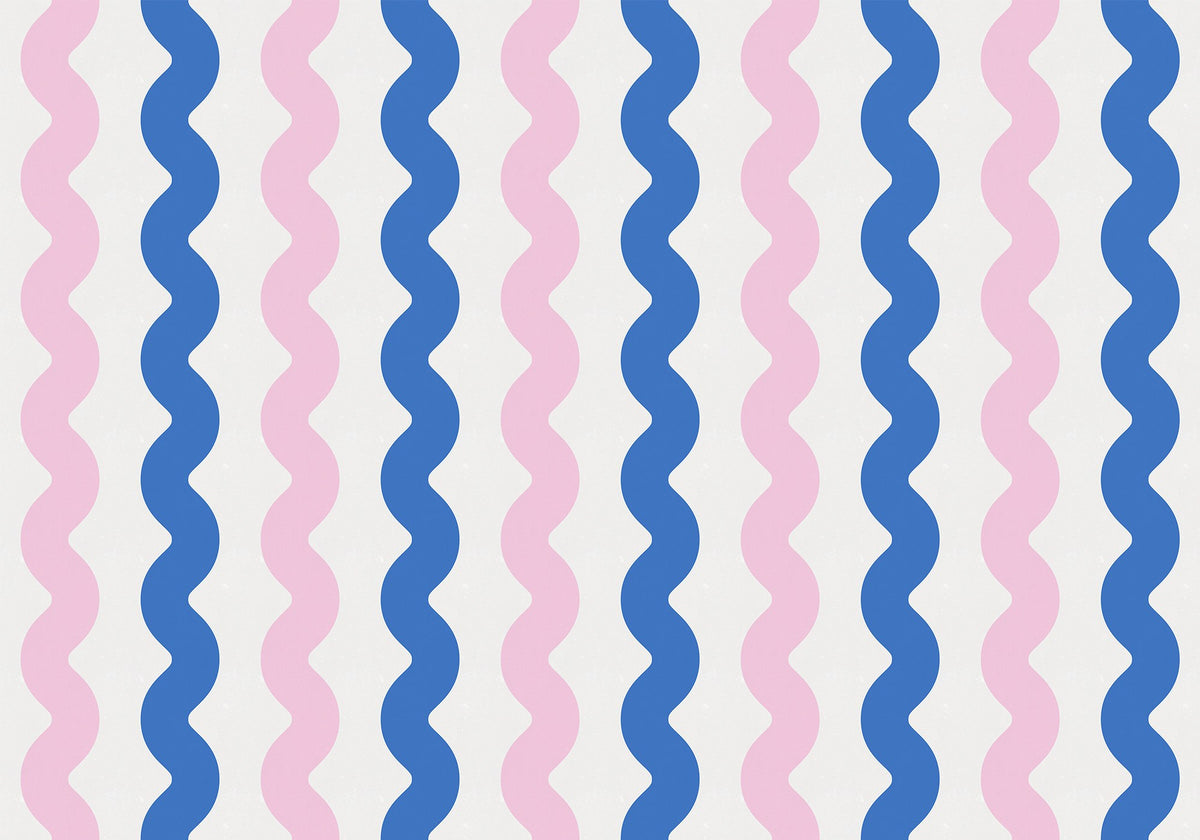 R19422 Wobbly Blue & Pink Maximalism Mural by Rebel Walls