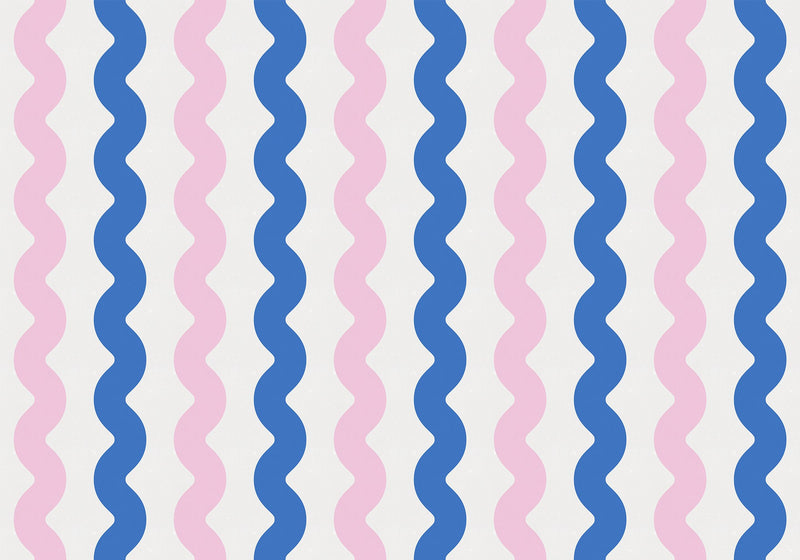 R19422 Wobbly Blue & Pink Maximalism Mural by Rebel Walls