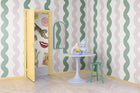 R19424 Wobbly Green & Pink Maximalism Mural by Rebel Walls