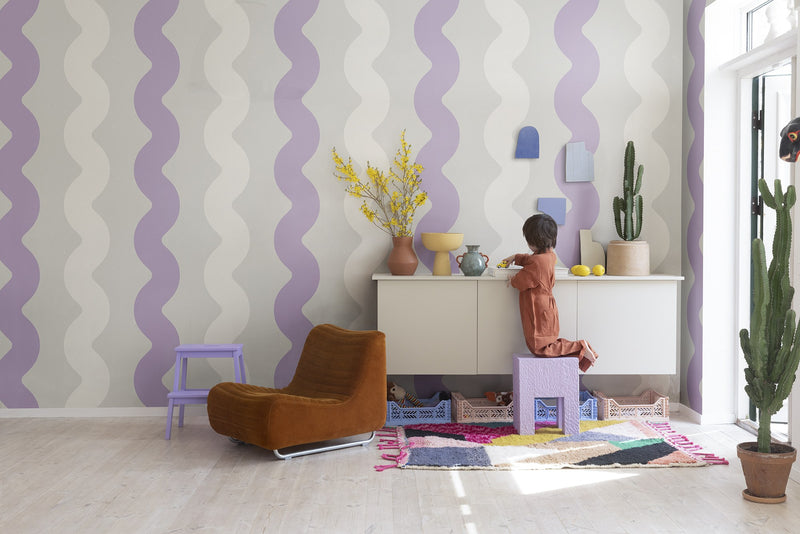 R19425 Wobbly Lilac Maximalism Mural by Rebel Walls