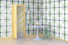 R19427 Outside The Box	Green & Lilac Maximalism Mural by Rebel Walls