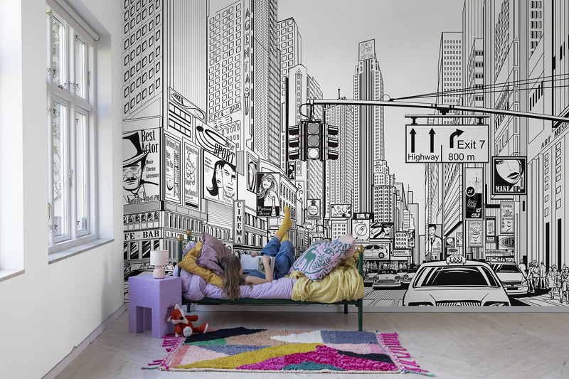 R19446 Cartoon City Kids Pops Mural by Rebel Walls