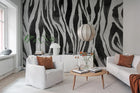 R19448 Zebra Stripes Graphite Pops Mural by Rebel Walls