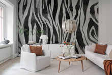 R19448 Zebra Stripes Graphite Pops Mural by Rebel Walls