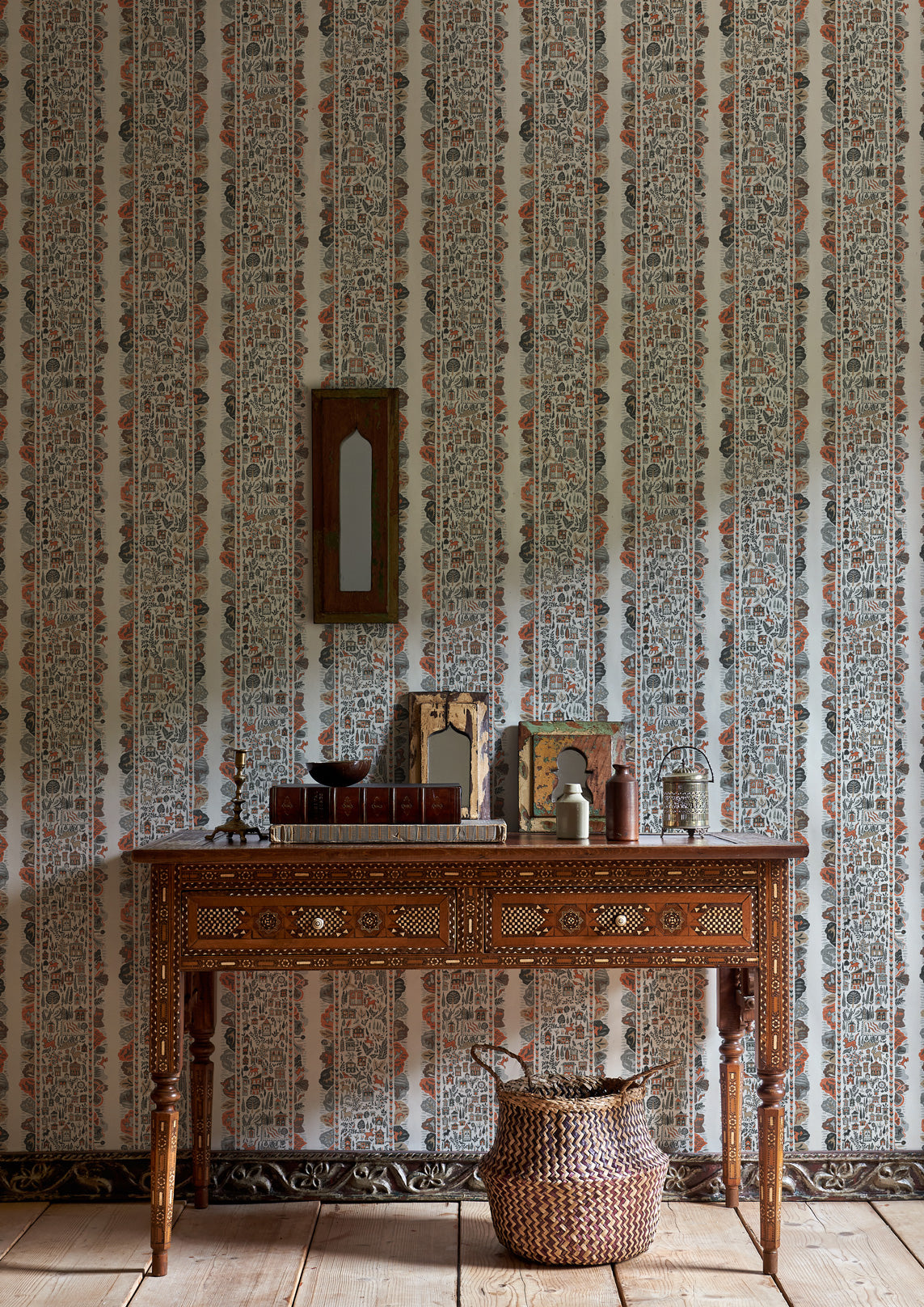 LW 361 670 Ravi Ribbon Satsuma Soot Wallpaper by Lewis & Wood