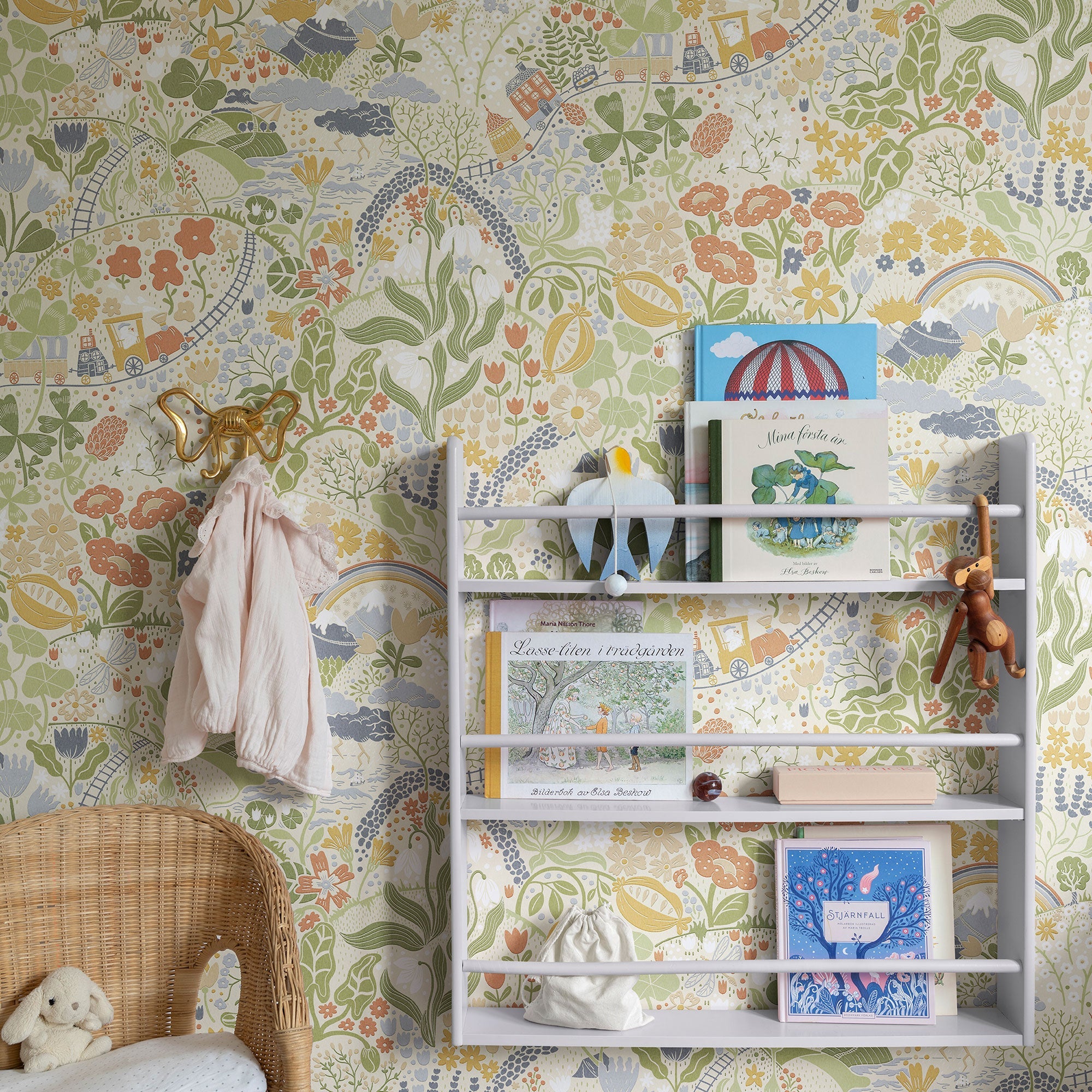 RD29036 Tåget - Digital wall panel Green Wallpaper by Galerie