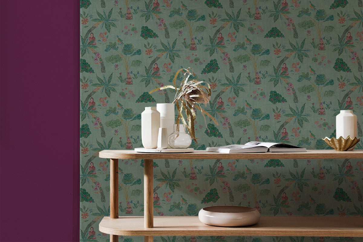 RI4005-1 Miso Green Rima Wallpaper by Tres Tintas
