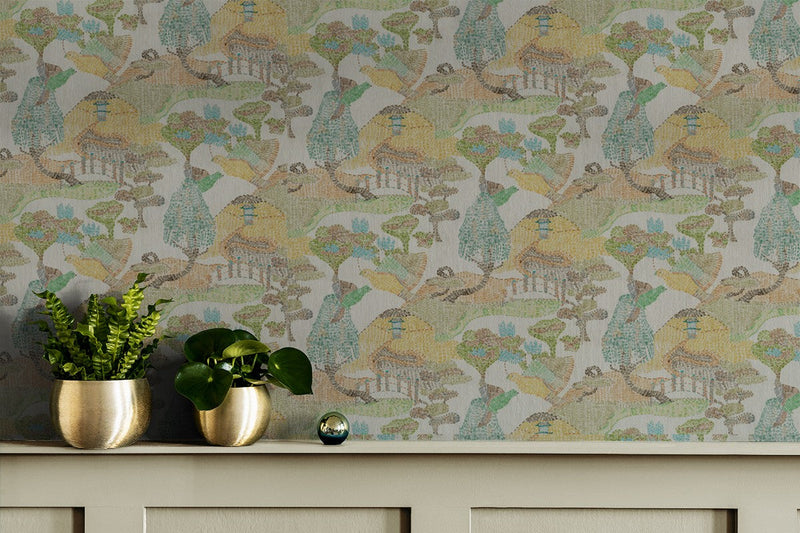 RI4006-2 Pagoda Yellow Rima Wallpaper by Tres Tintas