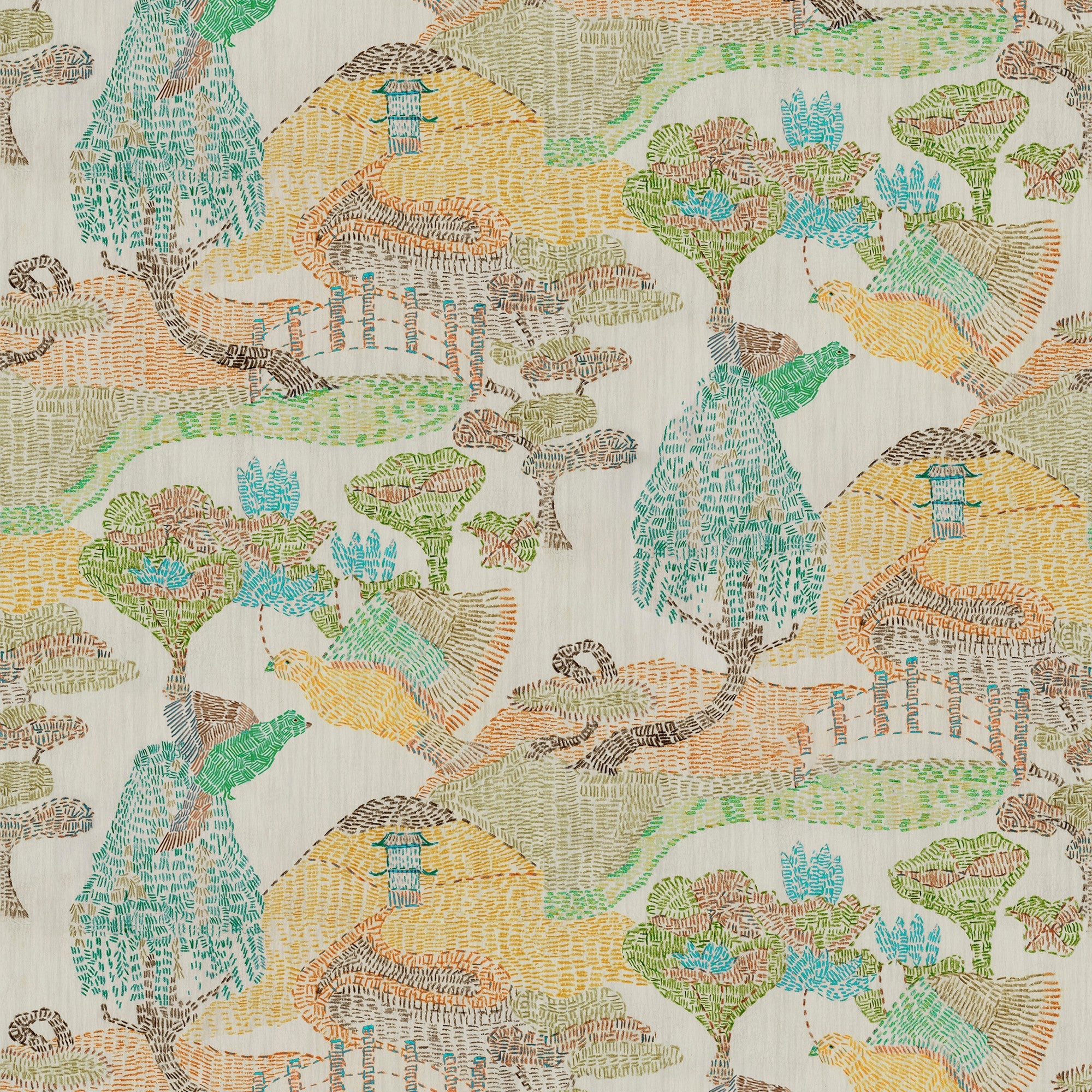 RI4006-2 Pagoda Yellow Rima Wallpaper by Tres Tintas