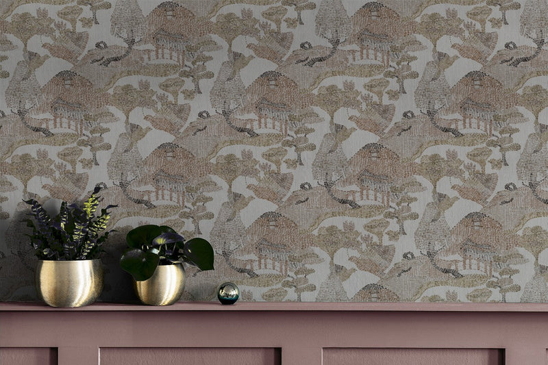 RI4006-3 Pagoda Brown Rima Wallpaper by Tres Tintas