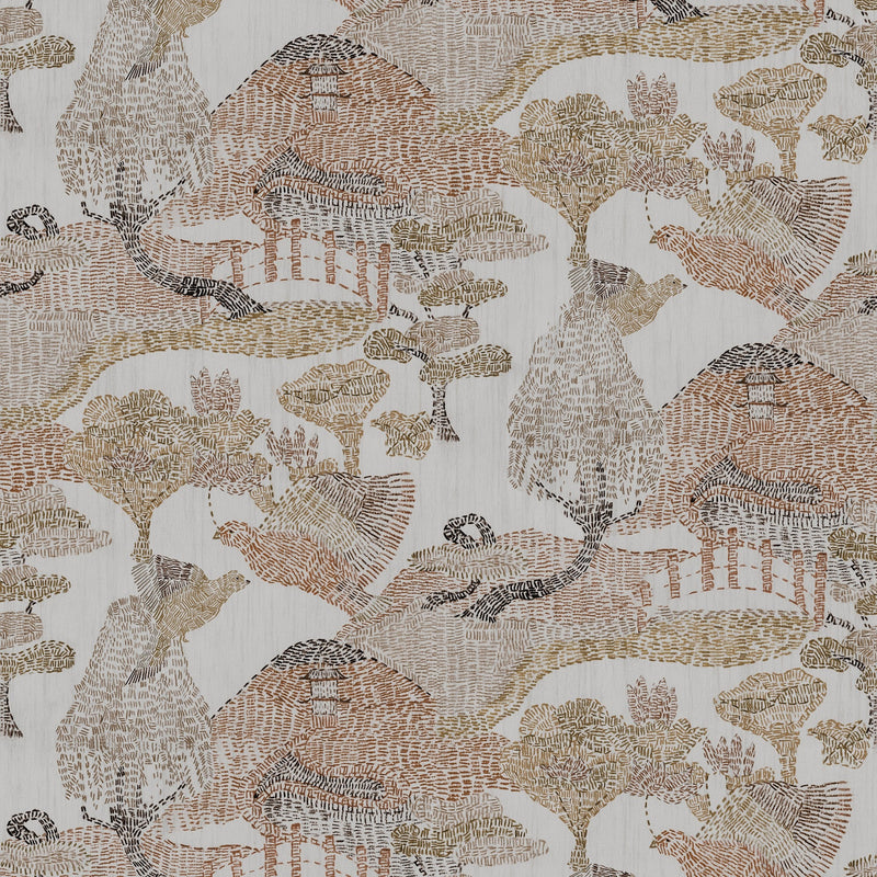 RI4006-3 Pagoda Brown Rima Wallpaper by Tres Tintas
