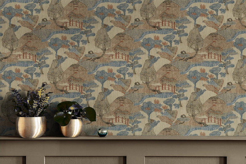 RI4006-4 Pagoda Blue Rima Wallpaper by Tres Tintas
