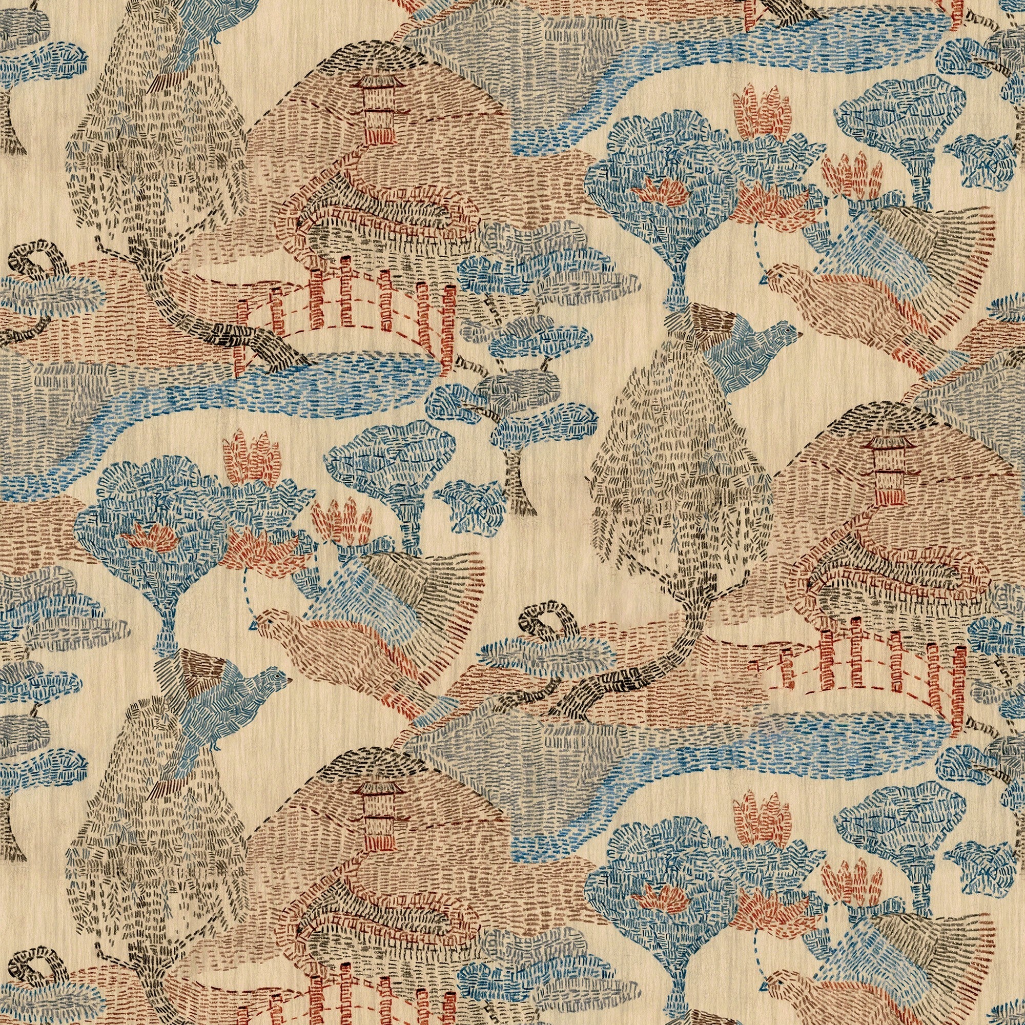 RI4006-4 Pagoda Blue Rima Wallpaper by Tres Tintas