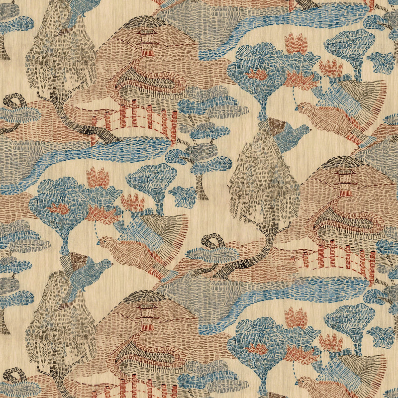 RI4006-4 Pagoda Blue Rima Wallpaper by Tres Tintas