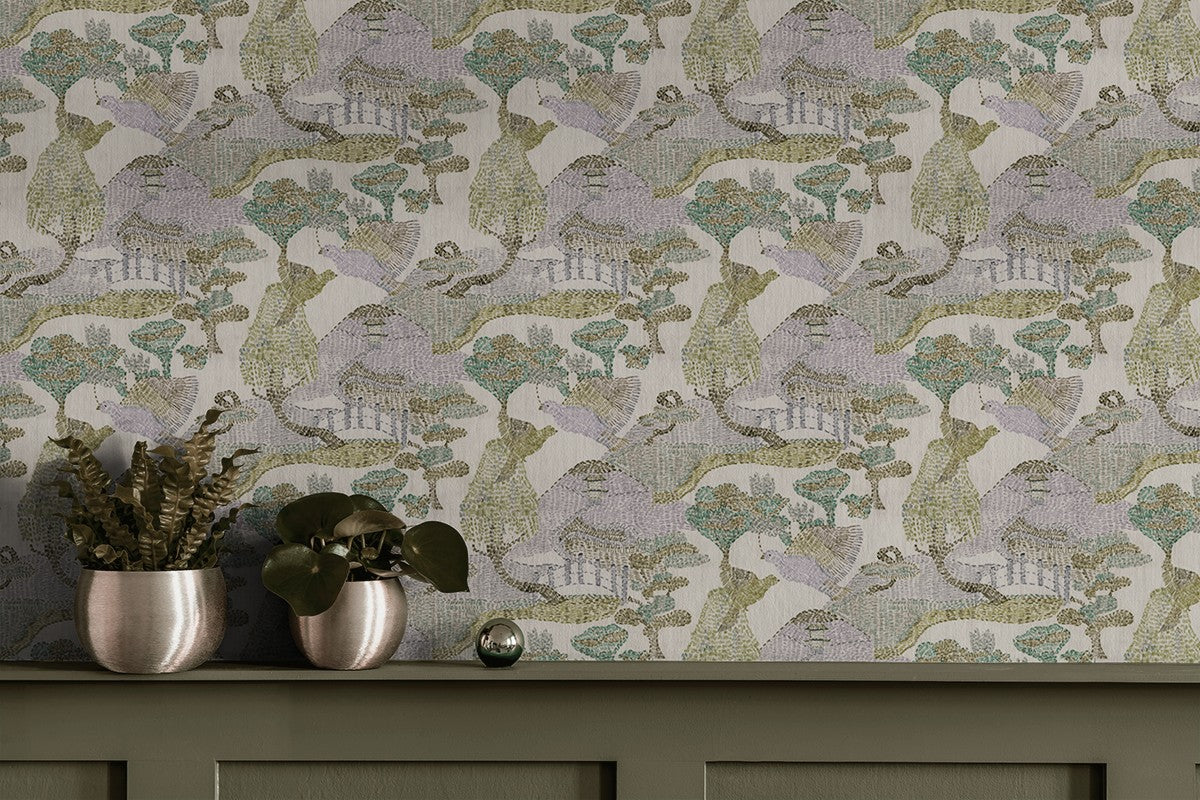 RI4006-6 Pagoda Green Rima Wallpaper by Tres Tintas