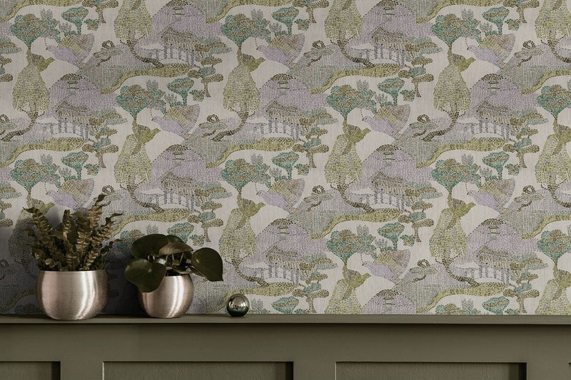 RI4006-6 Pagoda Green Rima Wallpaper by Tres Tintas