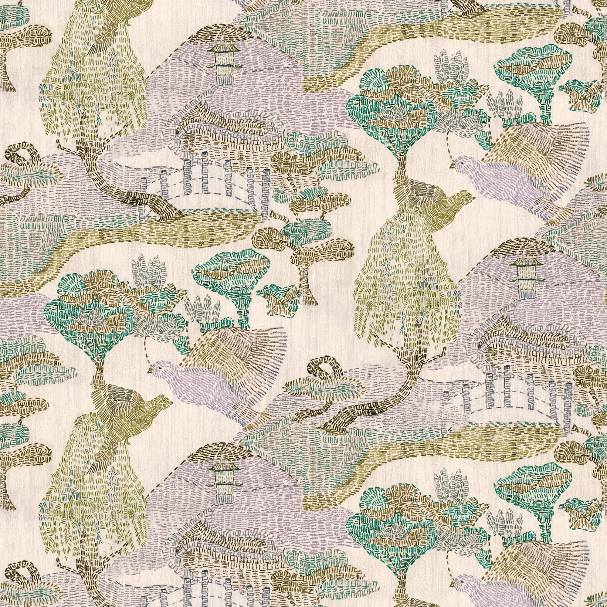 RI4006-6 Pagoda Green Rima Wallpaper by Tres Tintas