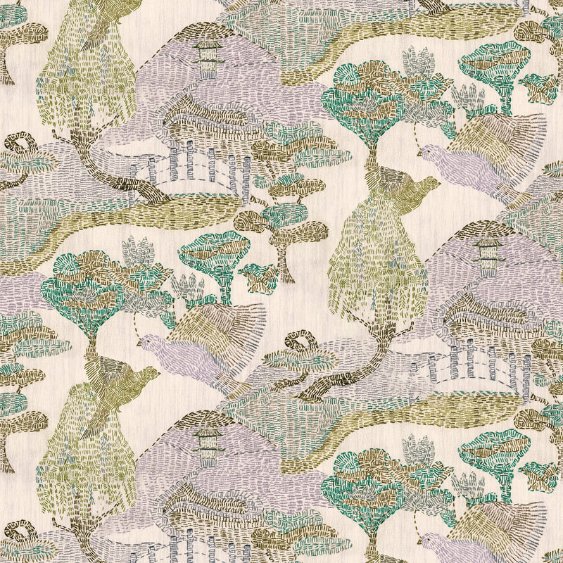 RI4006-6 Pagoda Green Rima Wallpaper by Tres Tintas