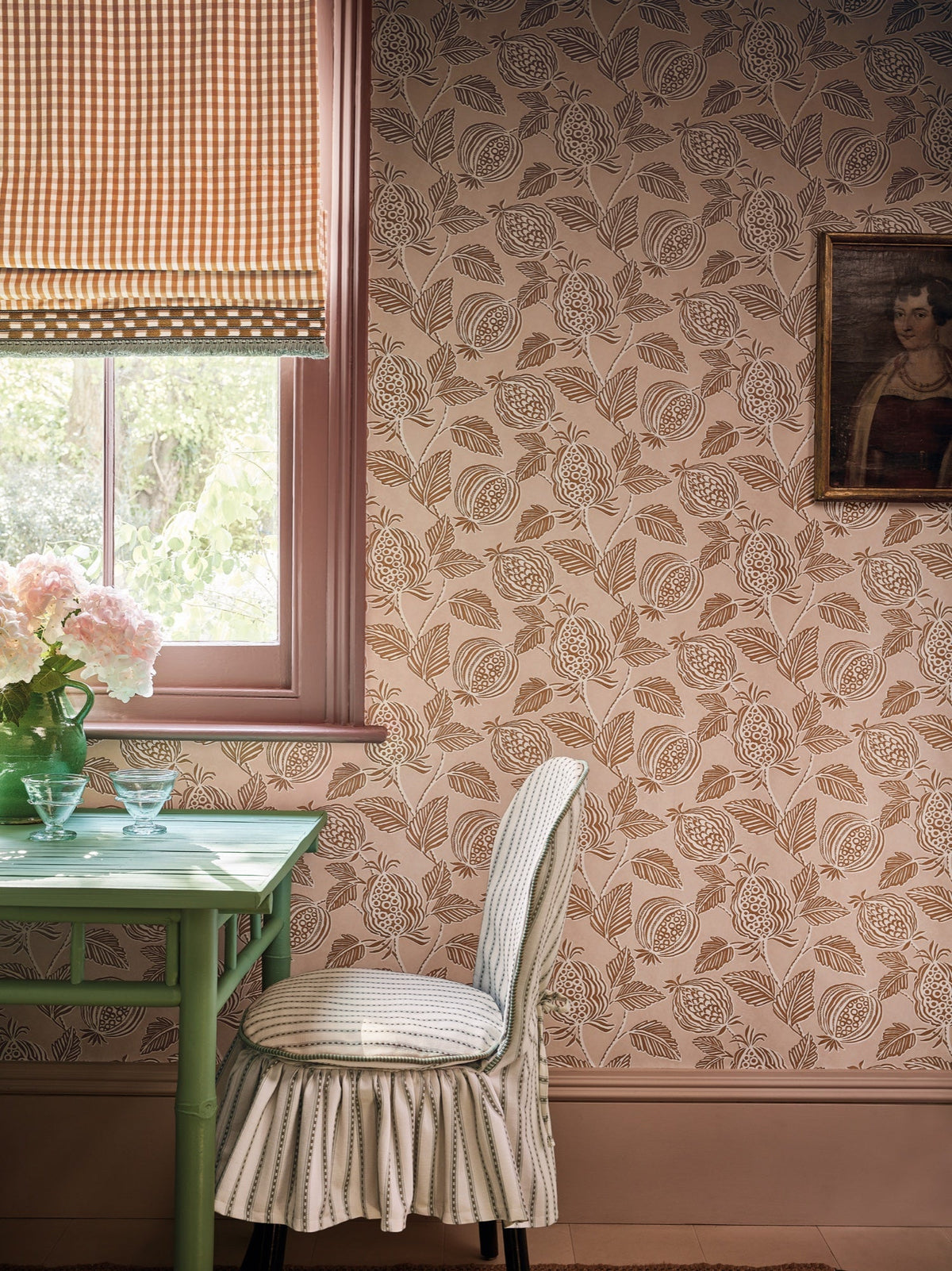 Averly Pigment Watermint Averly Wallcoverings Wallpaper by Romo in a room