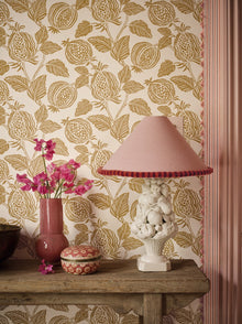 Averly Almond Wallpaper by Romo in a room