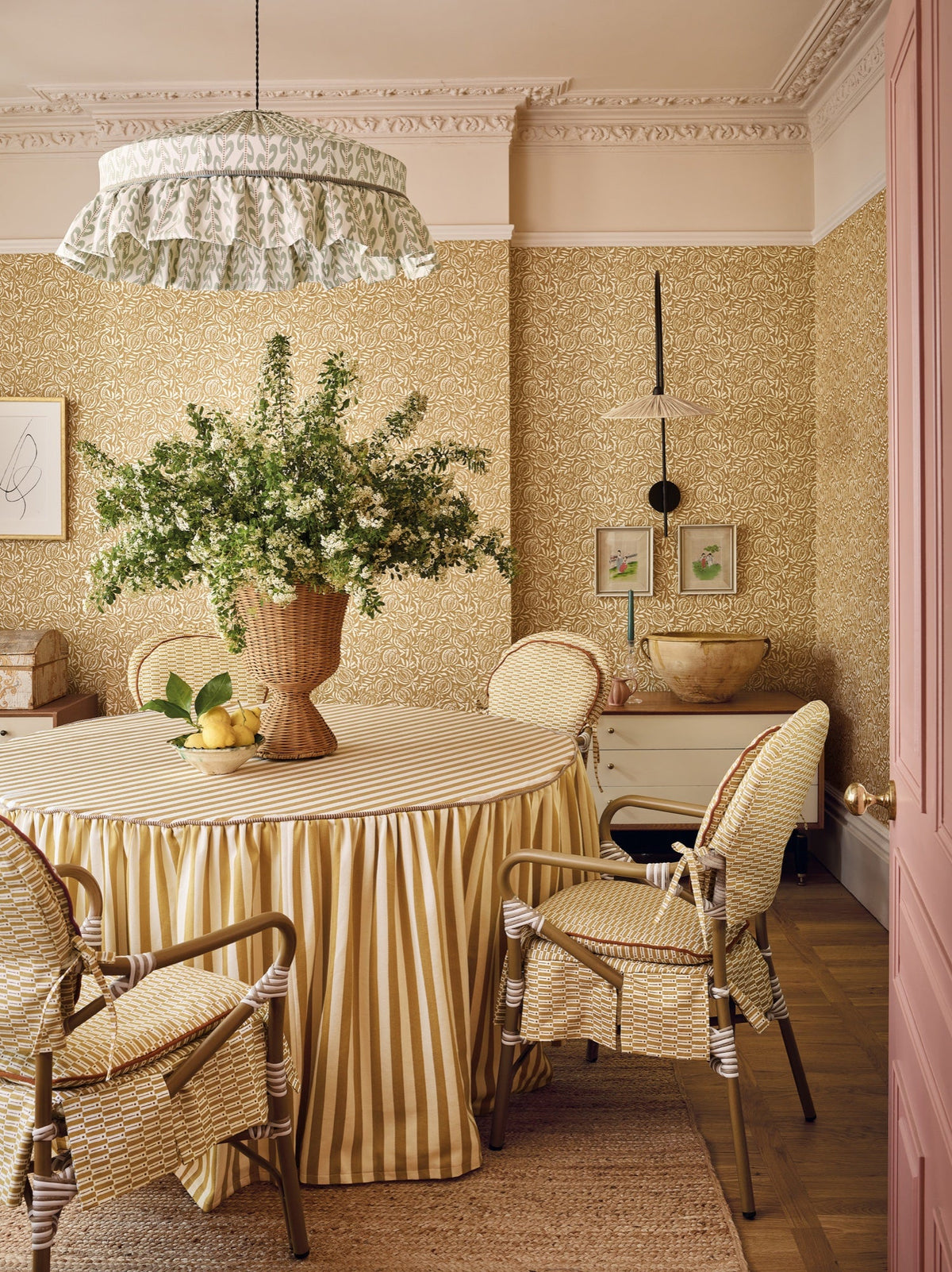Arie Ochre Averly Fabric by Romo in a room