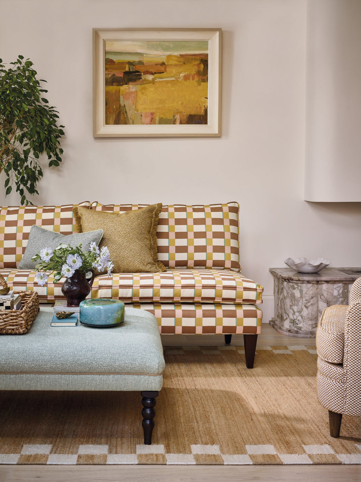 Lowen Cinnamon Fabric by Romo in a room