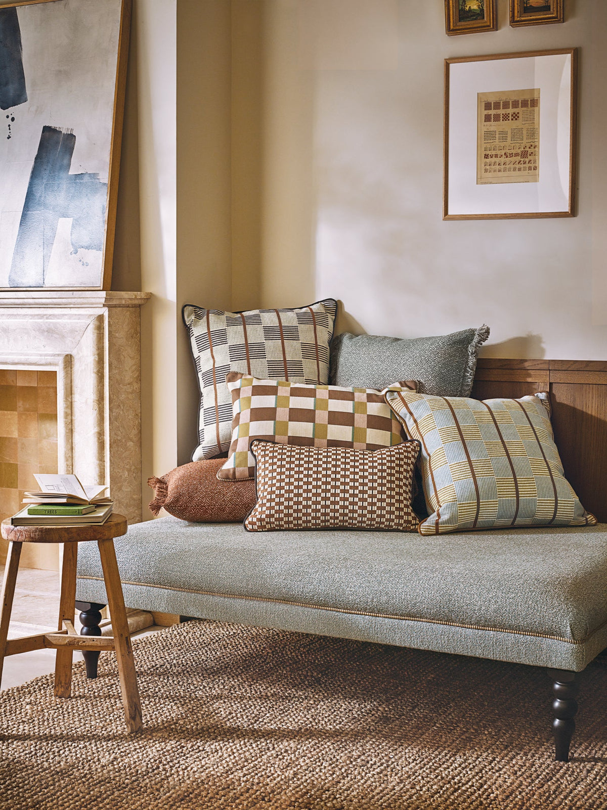 Acara Mineral Lowen Fabric by Romo in a room