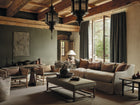 Gaia Terracotta Fabric by Mark Alexander in a room