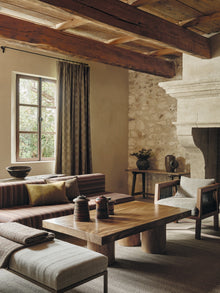 Boro Cumin Homespun Embroideries Fabric by Mark Alexander in a room