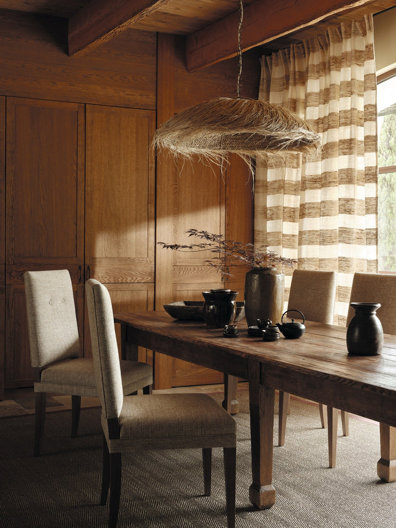 Wattle White Sand Homespun Textures Fabric by Mark Alexander in a room